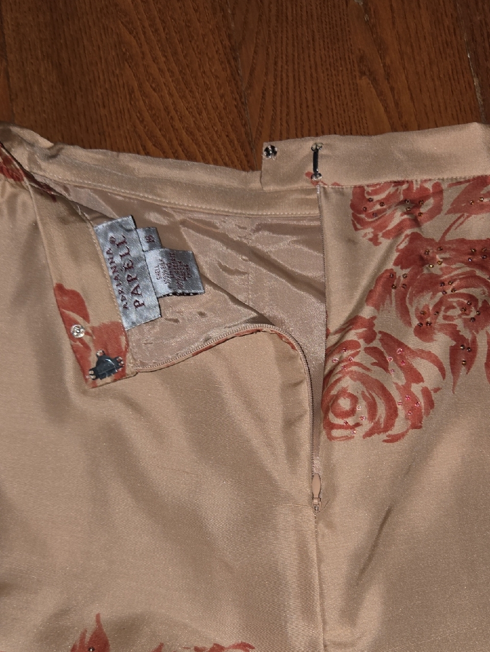Adrianna Papell Beige Silk Beaded Pants Size 16 - Picture 7 of 8